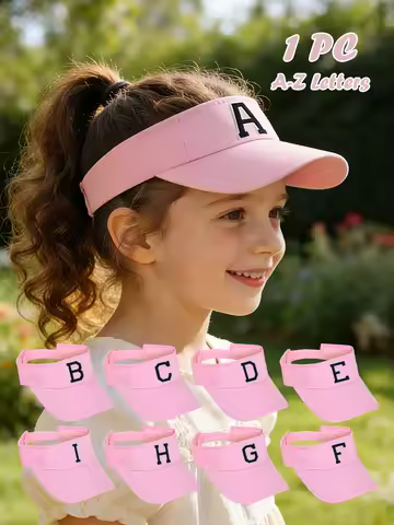 1pc Unisex Kids 3-8 Years Old pink 26 letters Sun Hat, Breathable Sports Cap For Summer Spring Beach
