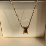 Bvlgari/寶格麗 BVLGARI寶格麗B.ZERO1系列彈簧項鍊，18K玫瑰金，三環設計，鑲鑽