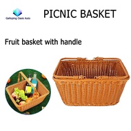 [Cashback]Durable Artificial Rattan Handmade Portable Picnic Basket Rattan Woven Supermarket Shoppin