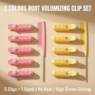 Kit 6 Root Fluffy Hair Clip Set, 5 Non Heat Fluffy, 1 Stainless Steel Mouse Tail Comb