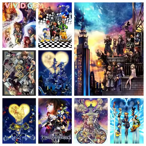 VIVID GEM Kingdom Hearts Game Diamond Painting Kit 5D DIY Diamond Embroidery Cross Stitch Handmade A