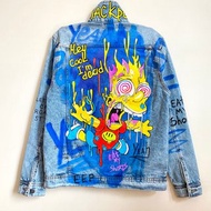 Painted Denim Jacket Handmade Custom Personalized gift Bart Simpson Homer Gift