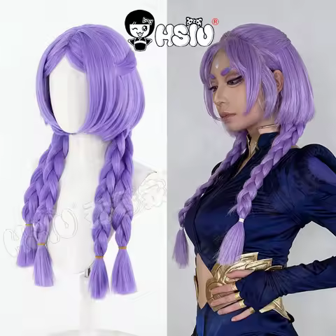 Yunara Cosplay Wig HSIU 60CM Light Purple Braids Long Hair Synthetic Wig+Wig cap Game League of Lege