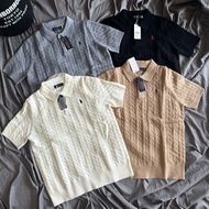 POLO#RRL CABLE-KNIT POLO T-SHIRT