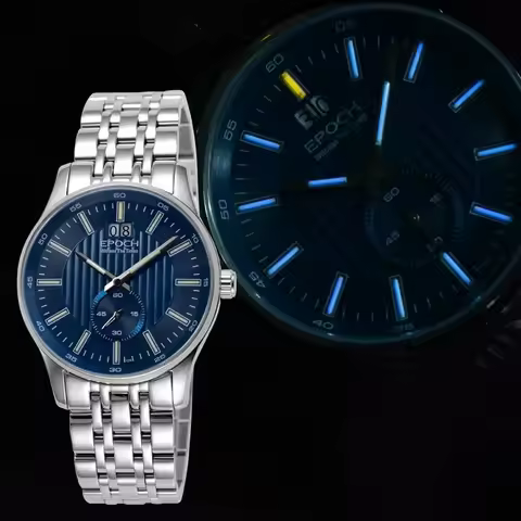 EPOCH Men Quartz Watch 40mm Wristwatch Luminous 50M Waterproof Sapphire Big Date Window Small Second