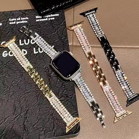 Sparkling Full Diamond Metal Strap for Apple Watch 46 45 44 42 41 40 38 Luxury Strap for iWatch Seri