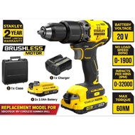 STANLEY SBD715D2K-B1 CORDLESS BRUSHLESS HAMMER DRILL DRIVER 20V COME WITH 2x 2.0AH BATTERY &amp; 1x CHARGER ( SBD715D2K )