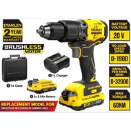 STANLEY SBD715D2K-B1 CORDLESS BRUSHLESS HAMMER DRILL DRIVER 20V COME WITH 2x 2.0AH BATTERY & 1x CHAR