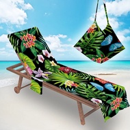 【The-Best】 Leaves Fruit Printed Beach Lounge Chair Cover Towels Microfiber Quick Drying Outdoor Garden Swimming Pool Lazy Chair Cover Mat