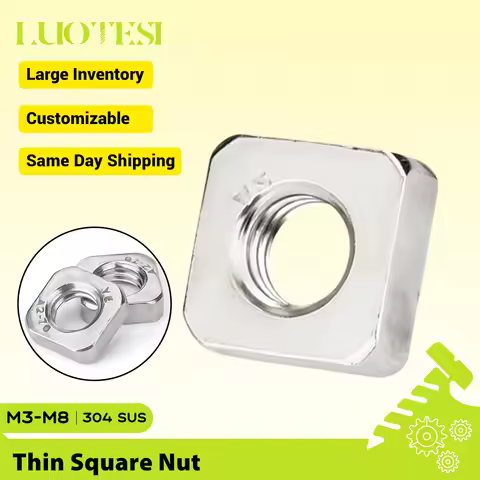 Thin Square Nut 304 Stainless Steel A2-70 M3 M4 M5 M6 M8 DIN562 Wafer Foursquare Quadrate Nut Metric
