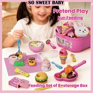 Food Feeding Toys Set Pudding Toy Gift with Storage Box Pretend Play Set for Girl Mainan Puding Send