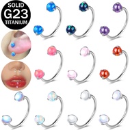 1 PC G23 Titanium Nose Ring Piercing 20G Labre Lip Piercing 3mm Crystal Opal Septum Ring Piercing Do