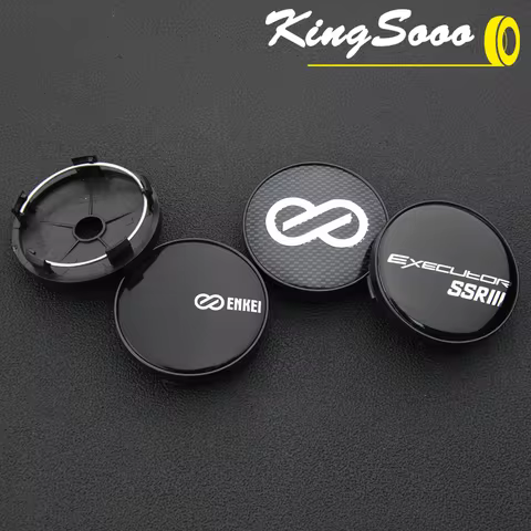4PCS Rim Cap 60mm OD / 55mm Clip Wheel Center Cap ENKEI Racing Emblem Sticker Wheel Cover Hub Cap Bl