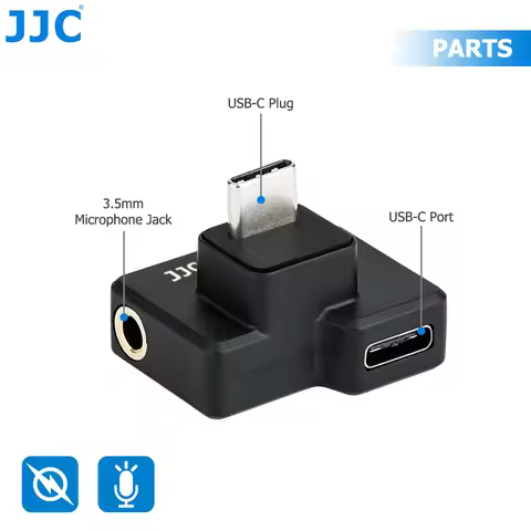 JJC 3.5mm Audio / USB Type C Adapter for DJI OSMO Action 1 Camera for 3.5mm Microphone USB C Battery