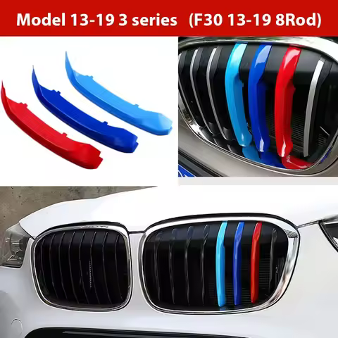 3pcs M Power Car Racing Front Grille Trim Strips For BMW E46 E90 E91 E92 E93 F30 E60 E61 F10 G30 G20