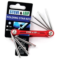 Steve & Leif 7 Pcs Red Folding Star Key Set DIY Handy Tools CR-V Steel