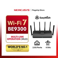 Mercusys BE9300 Wi-Fi 7 Tri Band Router MR47BE 6x High-Gain Antennas with 2.5G Ports EasyMesh (Power