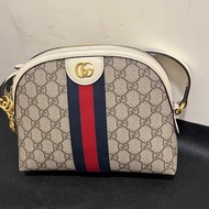 Gucci 老花拼白牛皮貝殼包