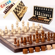 Magnetic Wooden Chessboard 2 In 1 International Chess Checkers Game Set Big Folding Chess Board