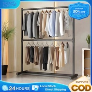 rak baju/ampaian baju/Cloth Clothes Rack/Hanger Baju/Penyidai Baju/2Layer Steel Structure Hanging Or