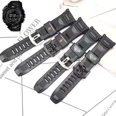 Rubber Watchband For Casio PRG-130 PRG130Y PRW-1500 Strap Men's Sports Waterproof Resin Watch Access