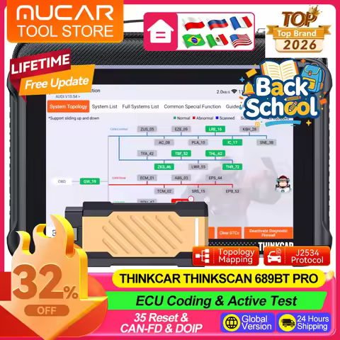 THINKCAR THINKSCAN 689BT PRO AI Diagnostic Tool Topology Mapping J2534 Protocol35 Reset Lifetime Fre