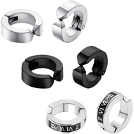 3 Pairs Clip on Earrings for Men, Non Pierced Earrings for Women and Men, Titanium Steel Fake Earrin