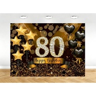 Glitter 80th Happy Birthday Party Banner Photography Backdrop for 80th Birthday Anniversary Party De