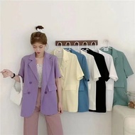 S-5XL Plus Size Blazer Short Sleeve Blazer Women Purple Blazer Blazers