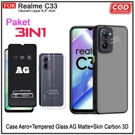 3IN1 PACKAGE Case Realme C33 Softcase Aero Dove Black Premium Protect Casing