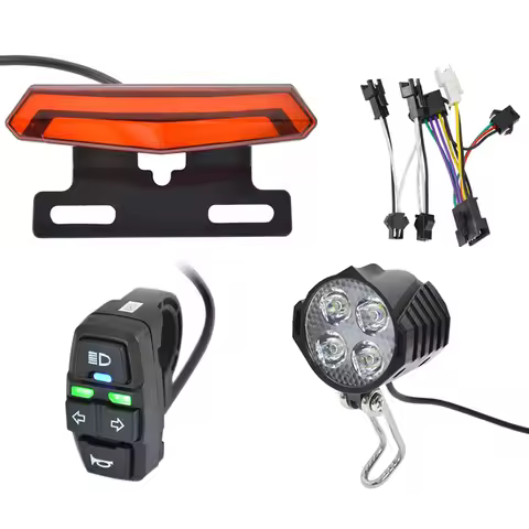 Ebike Front Brake Rear Light Set Professional Horn Headlight Switch 24-48V Energy Saving Electric Bi