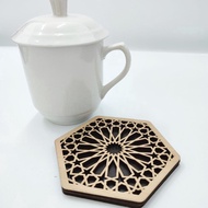 (Top Craft) Wood Coasters for Drinks Cup Glasses Table Protection Pelapik Kayu Cawan dan Gelas dengan Design Menarik