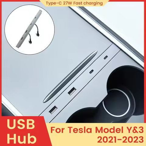 For Tesla Model 3 Y 2021 2022 2023 Docking Station 27W Quick Charger USB Shunt Hub Power Splitter Ty
