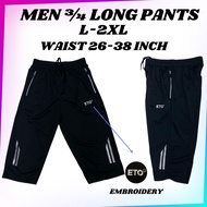 【ETO 3/4 LONG PANTS  CS0664/2】L-2XL Men 3 Quarter Pants Waist 26-38 Inch Seluar 3 Suku Seluar Futsal