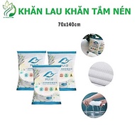 Khăn tắm nén du lịch vải cotton mềm mại thấm hút tốt, tiện lợi kích thước 70x140 cm dùng nhiều lần -