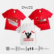 MERAH Boys and Girls T-shirts August 17th Ages 1-8 Years Red and White/ Independence Day/