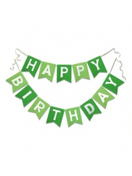 Guirnalda De Feliz Cumpleaños Verde, Tema De Follaje, Suministros Y Carteles De Fiesta De Cumpleaños Para Decoración Del Jardín, Guardería Y Colgante