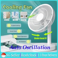 [SG Local Seller] Auto Oscillation Desk Fan 4 Speed Portable USB Fan Rechargeable Mini Fan Table Small Fan Oscillating