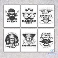 HIASAN DINDING KAYU Poerba Craft Wall Decoration Wooden Poster Barber Shop Sticker Glossy HD Barber 