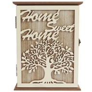 Wood Key Box Decorative Key Holder 20×6×26 cm Wood Key Rack with 6 Hooks Key Cabinet with Back Brack