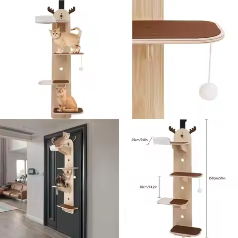 door hanging cat tree,4-tier door mounted cat climbing frame,cats tree hanger mounted cats shelves,w