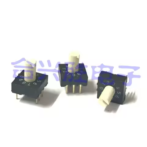 1 Piece RH3HAF-10R Rotary Coding Dial Switch Positive Code 10 Digits 0-9 With Handle 3:3 Pin White H