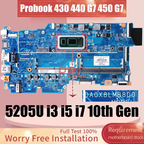 DA0X8LMB8D0 For HP Probook 430 440 G7 450 G7 Laptop Motherboard 5205U i3-10110U i5-10210U i7-10510U 