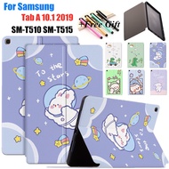 Leather Flip Case For Samsung Galaxy Tab A 10.1 2019 SM-T510 SM-T515 Cartoon Cute Fresh Tablet Shockproof Stand Cover Shell