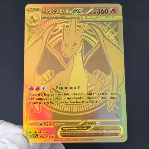 Proxy/ASC Pokemon MEGA Charizard Y EX Gold Holo Collection Cards English Dragonite Hawlucha Diancie 