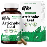 Wild & Organic Artichoke Extract Capsules 500 mg - Liver & Digestive Support - Artichoke Leaf Extrac