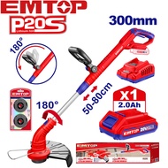 EMTOP เครื่องตัดหญ้า เจ้าอันดับ1 สายเอ็น แบตเตอรี่ ไร้สาย 20 โวลท์ รุ่น ELGT203011 ( 20V Lithium-ion
