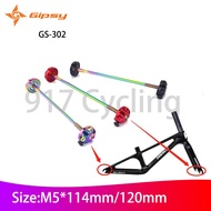 GIPSY Front Fork Carbon Bike Frame Wheelset Hub Lock Screw M5*102/120mm Sliding Scooter Titanium All