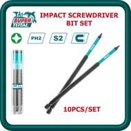 [ TOTAL ] (TACIM16PH2103) PH2 Impact Screwdriver Bit Set | S2 Steel | 250mm Length | 10pcs