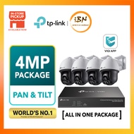 TP-Link 4MP AI CCTV Outdoor Bundle Full-Color Pan Tilt Wired IP Camera with PoE NVR (4MM) VIGI 4*C54